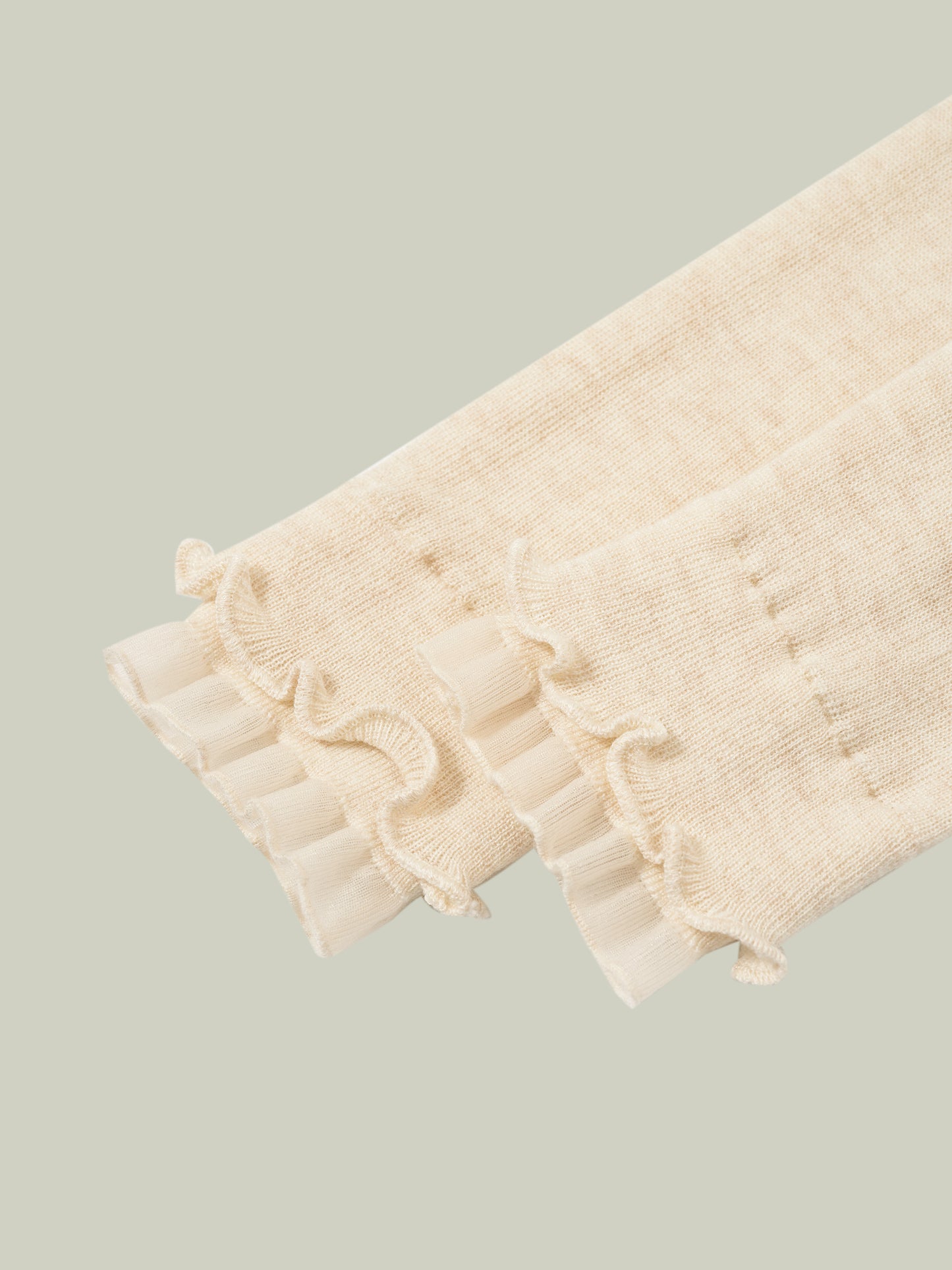 Ruffled-trim floral wool base layer