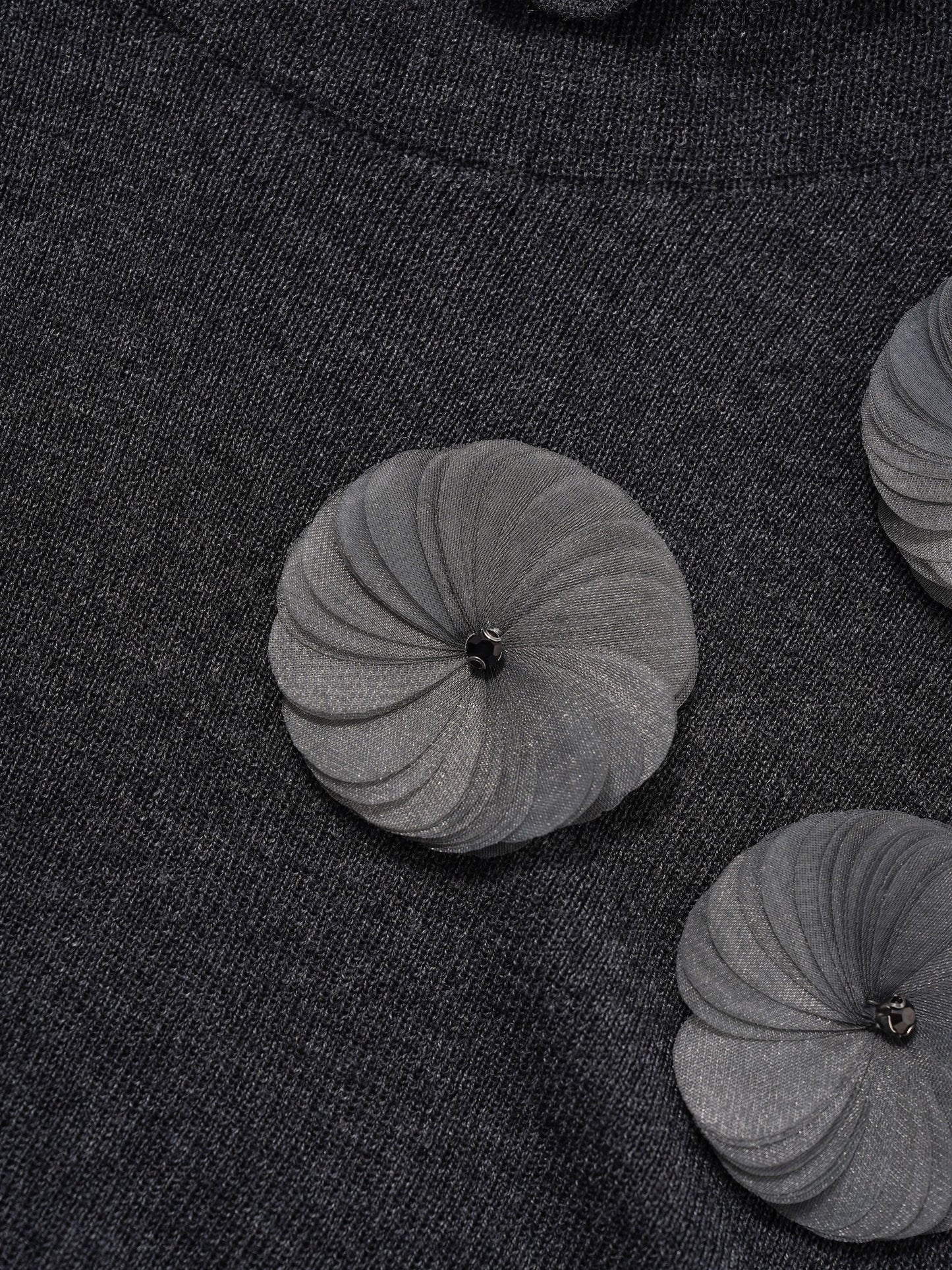 Ruffled-trim floral wool base layer