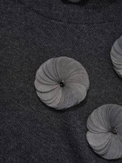 Ruffled-trim floral wool base layer