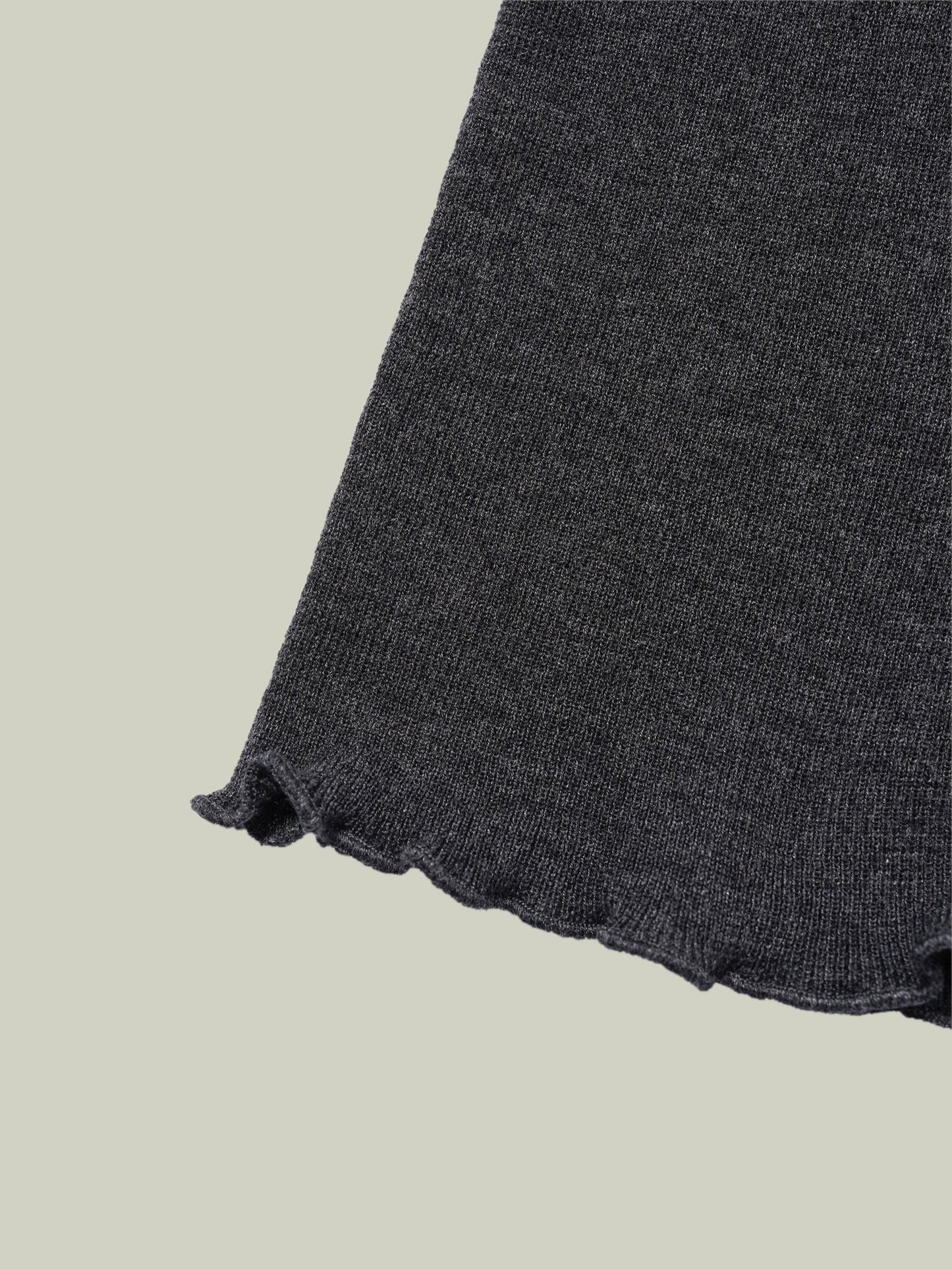 Ruffled-trim floral wool base layer