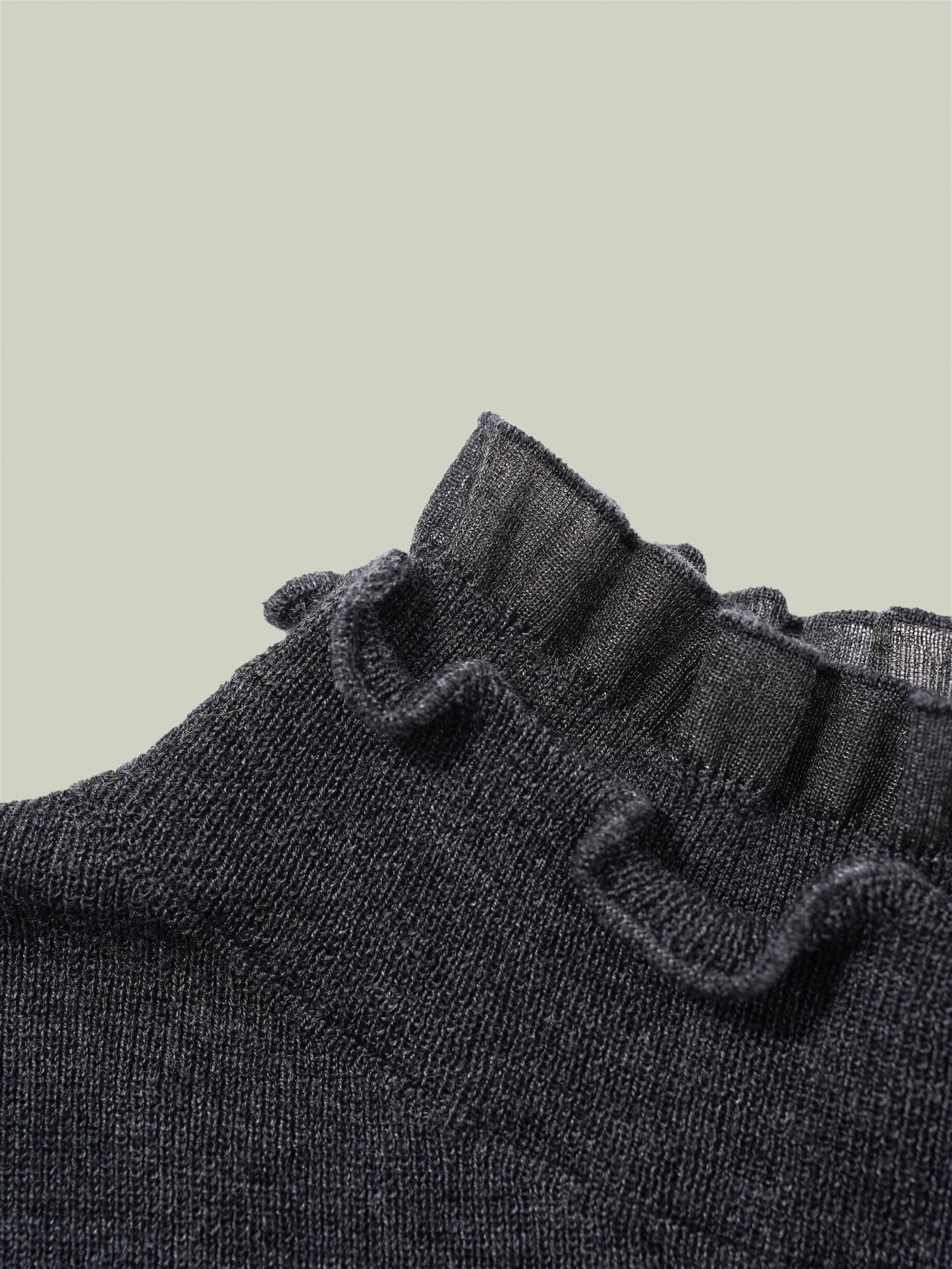 Ruffled-trim floral wool base layer
