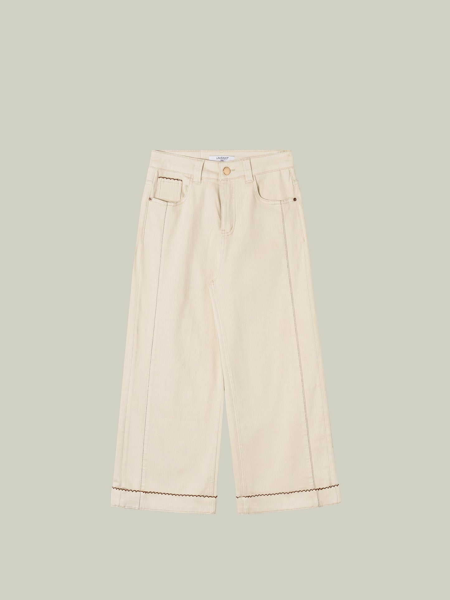 High-waisted embroidered cuffed jeans