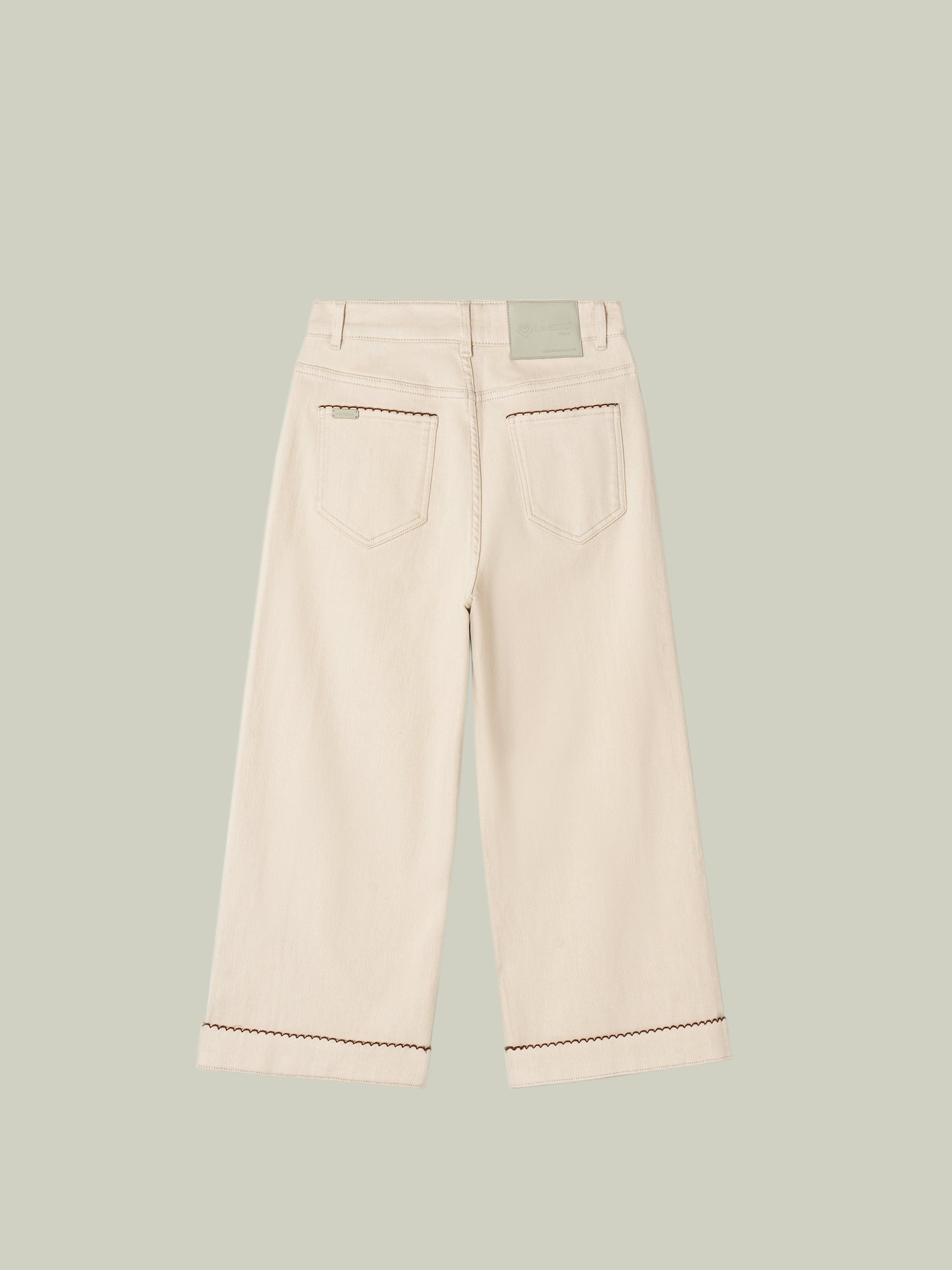 High-waisted embroidered cuffed jeans