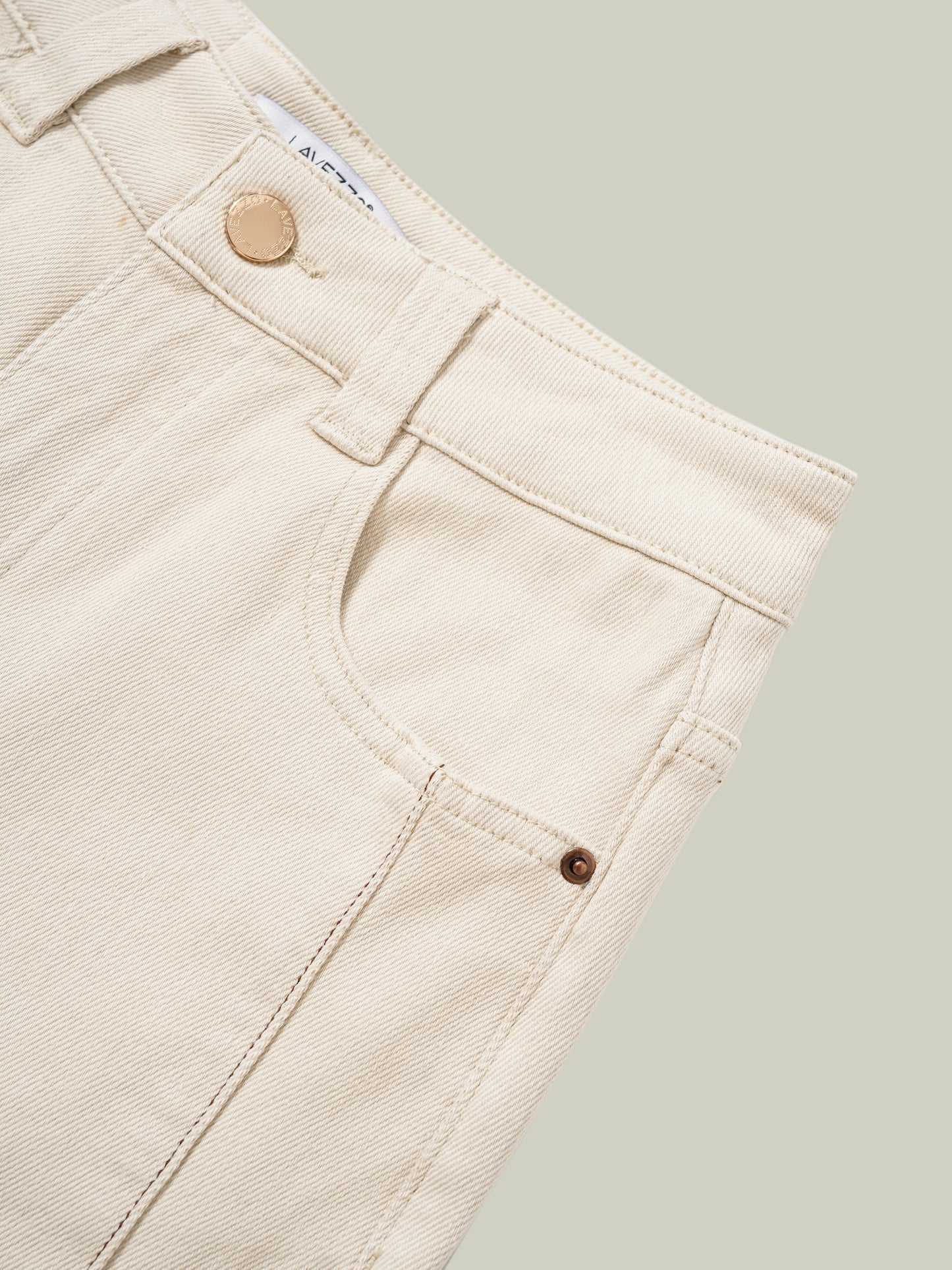 High-waisted embroidered cuffed jeans