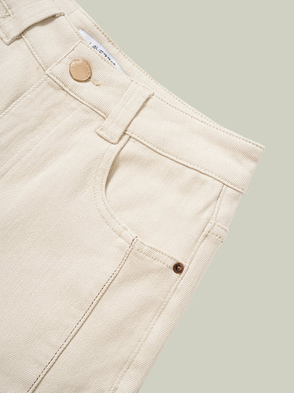 High-waisted embroidered cuffed jeans
