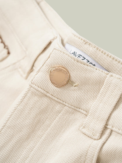 High-waisted embroidered cuffed jeans
