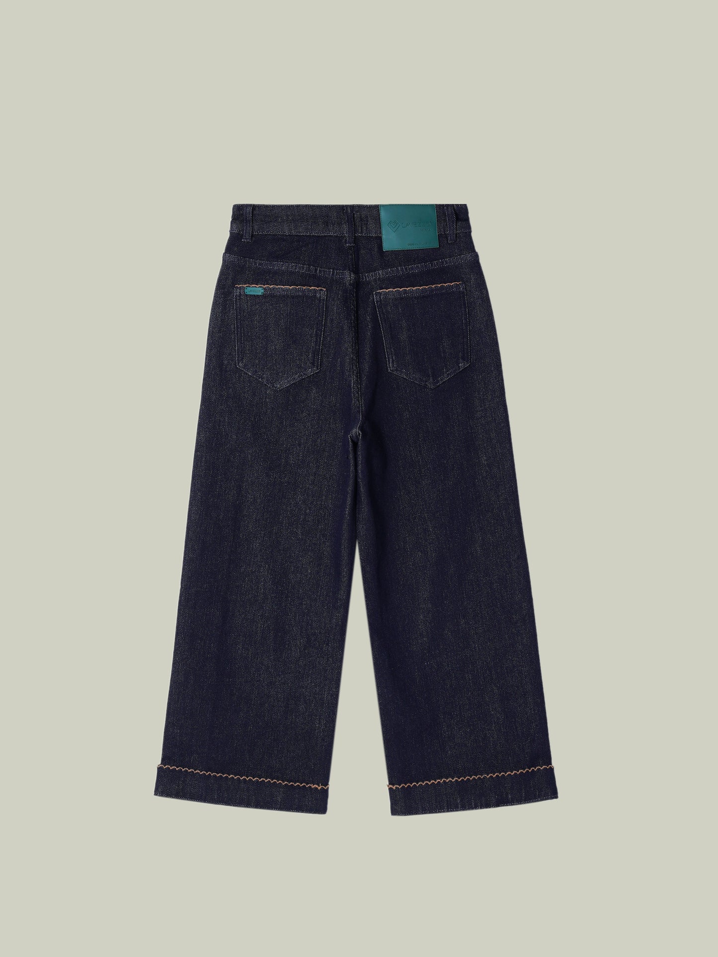 High-waisted embroidered cuffed jeans