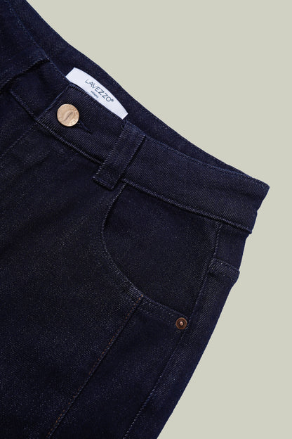High-waisted embroidered cuffed jeans