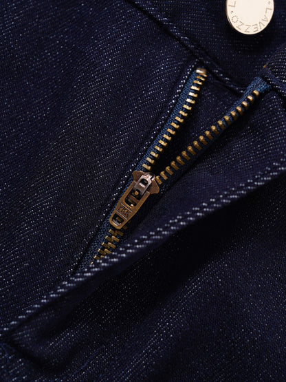 High-waisted embroidered cuffed jeans