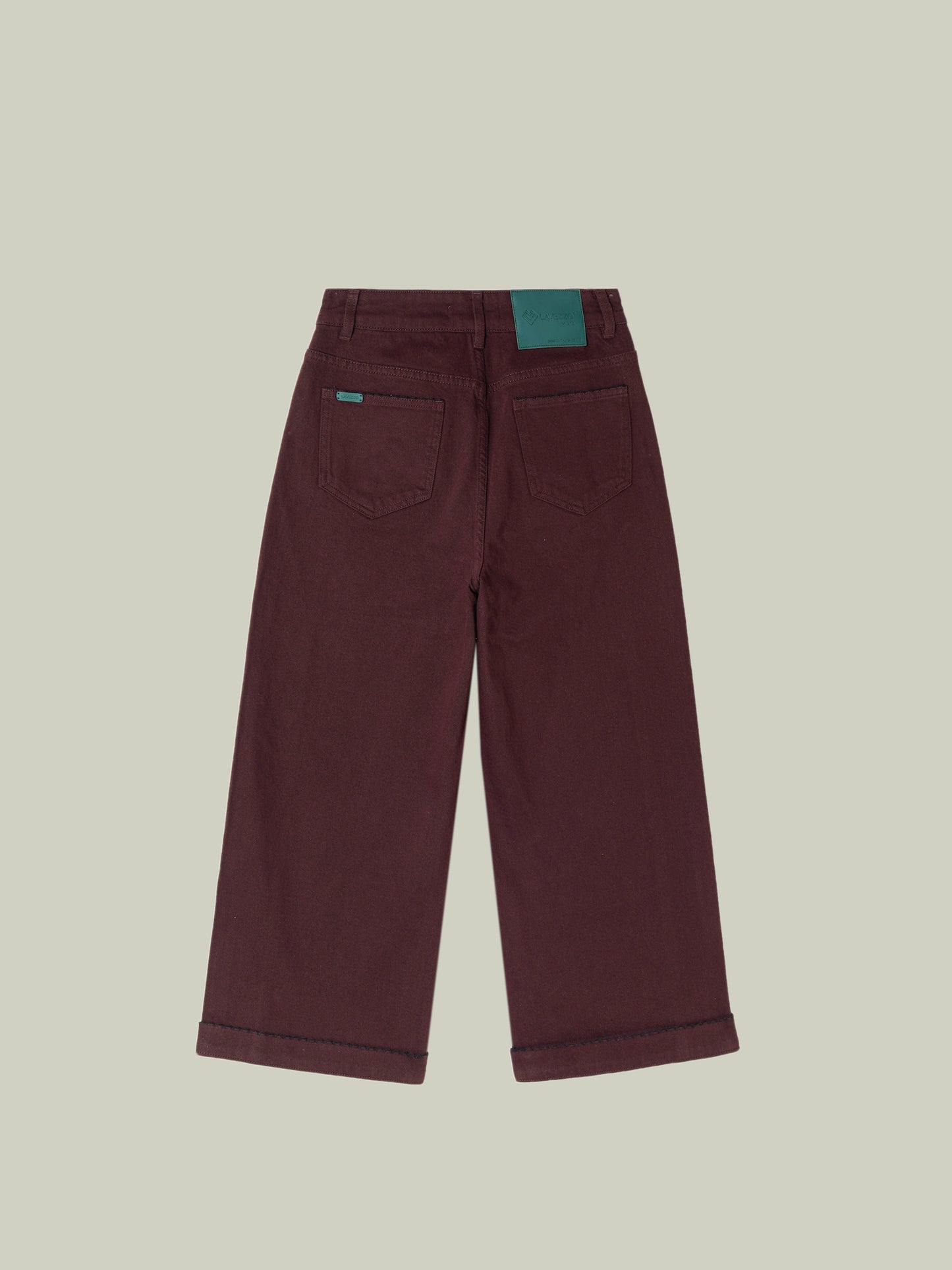 Jeans a vita alta con ricamo e orlo risvoltato