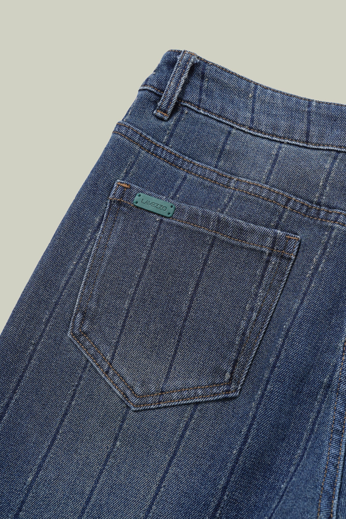Jeans dritti a righe con strass