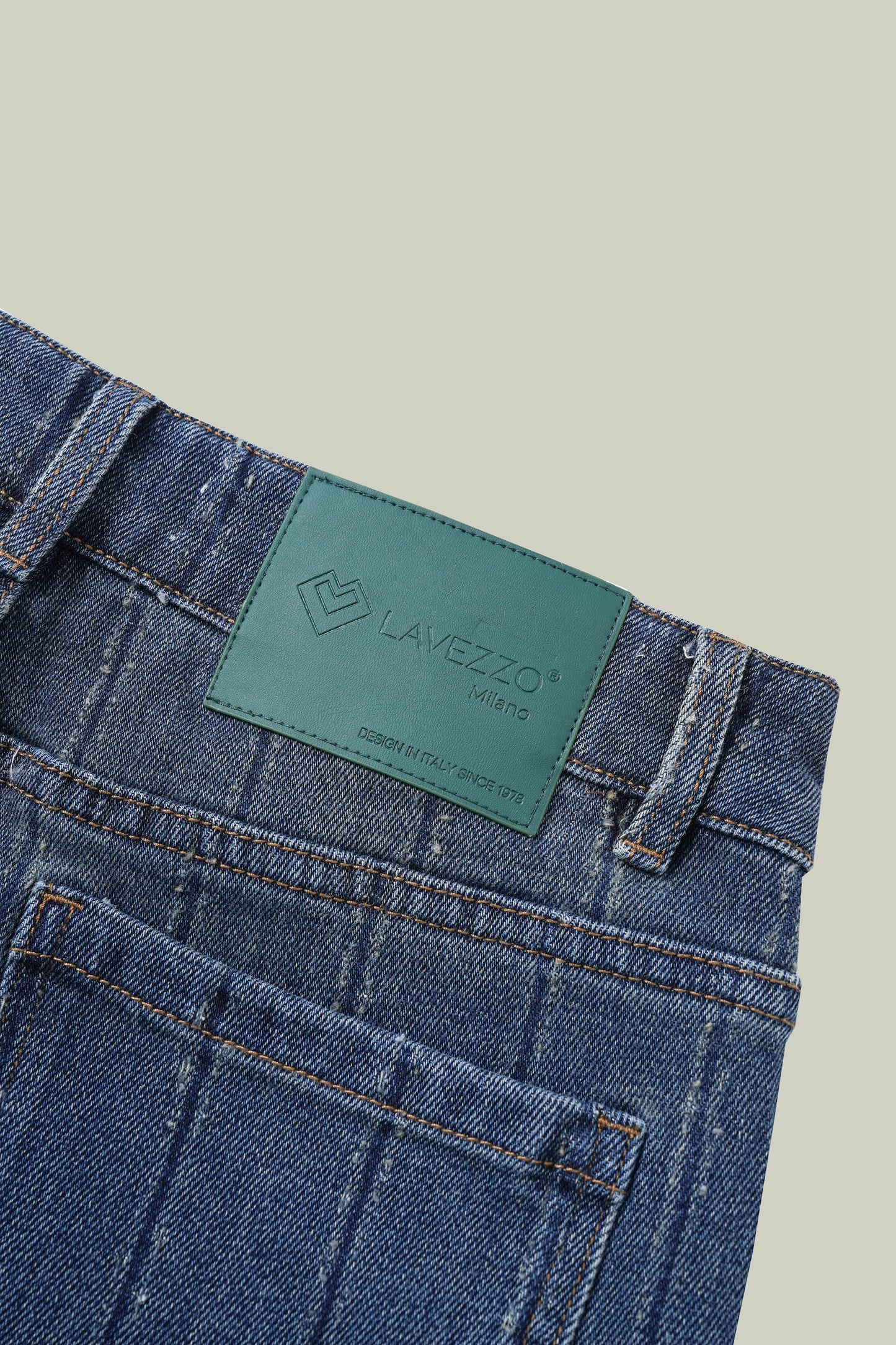 Jeans dritti a righe con strass