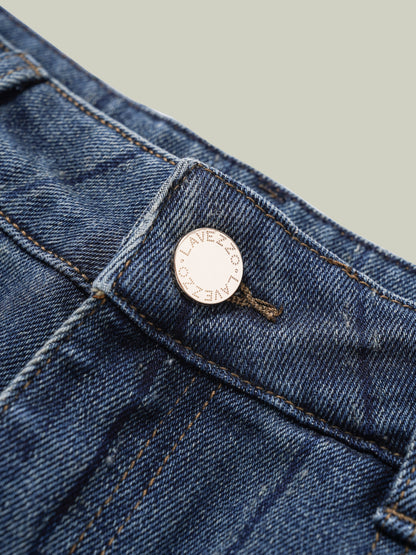Jeans dritti a righe con strass