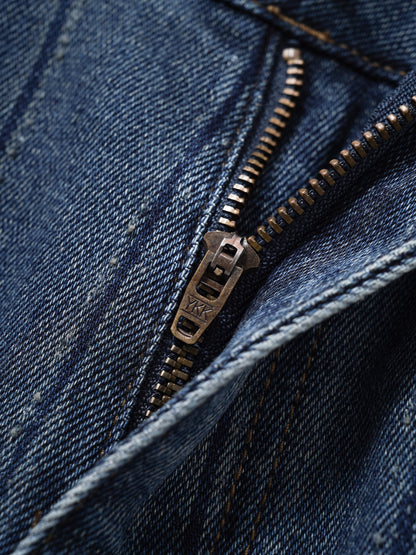 Jeans dritti a righe con strass