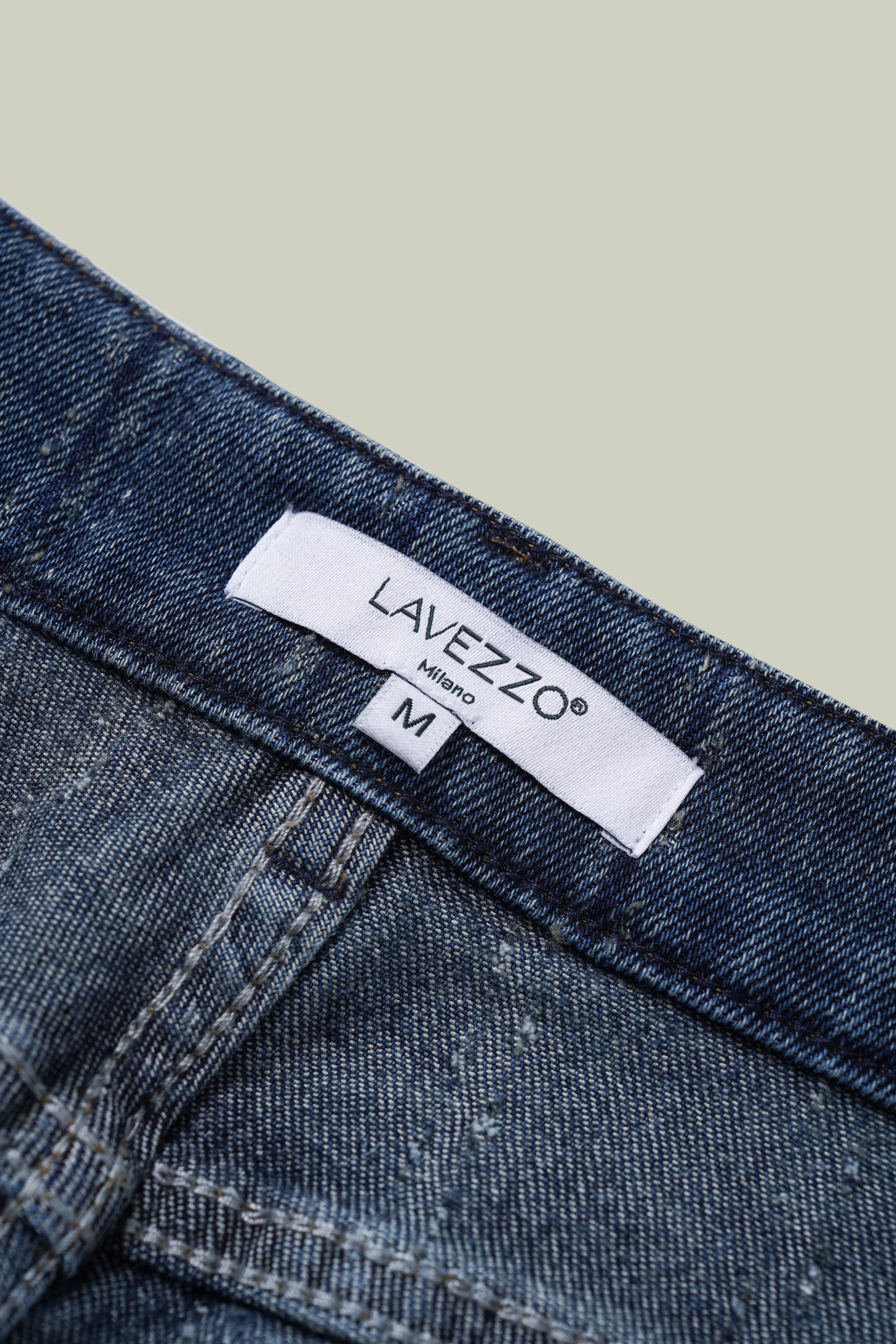 Jeans dritti a righe con strass
