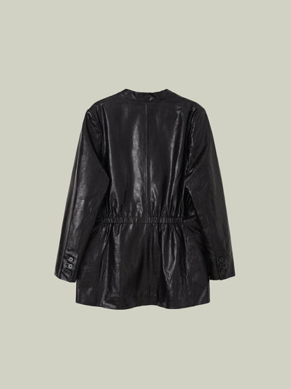 Emerald oil-waxed lambskin jacket