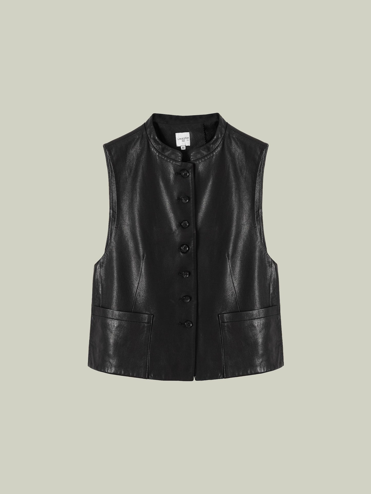 Sheepskin mandarin-collar vest