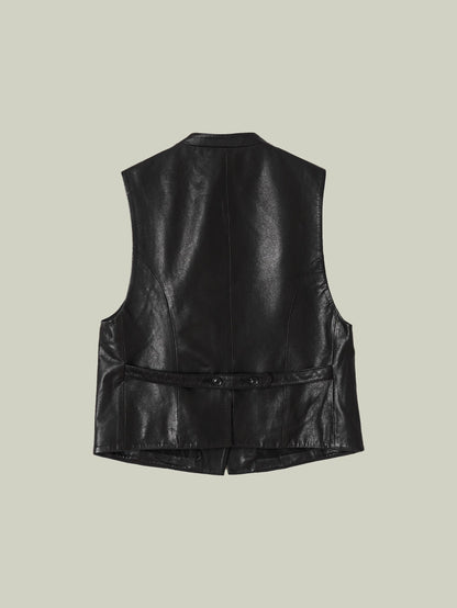 Sheepskin mandarin-collar vest
