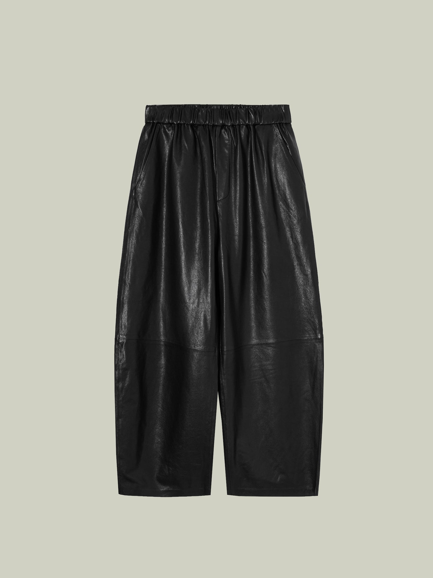 Washed vegetable-tanned leather balloon pants