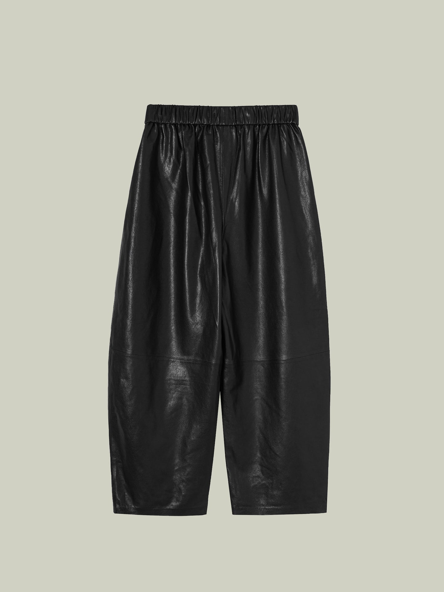 Washed vegetable-tanned leather balloon pants