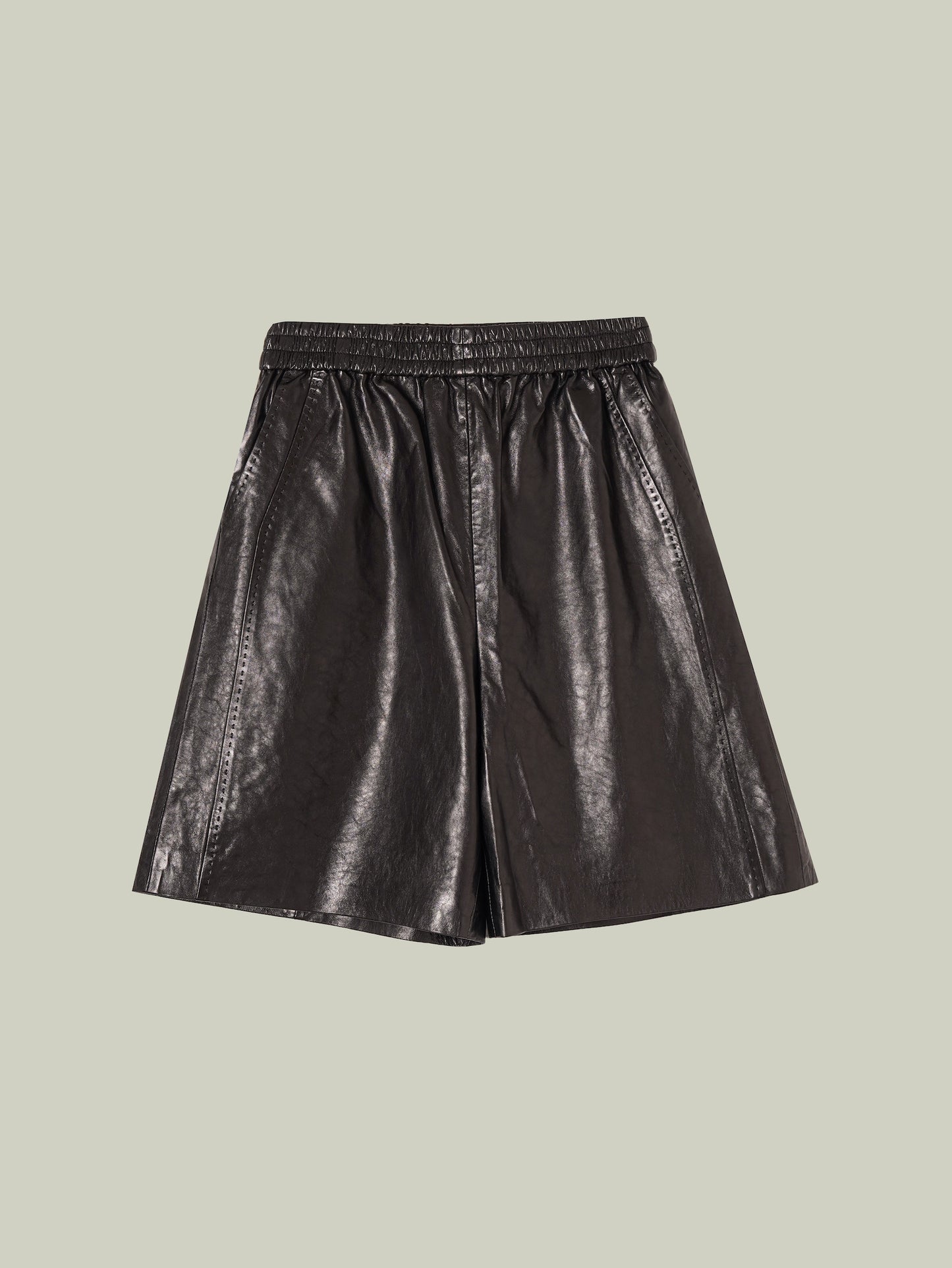  Emerald oil-waxed lambskin shorts