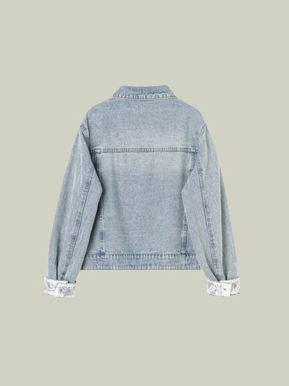 Giacca in denim con farfalle e strass LAVEZZO