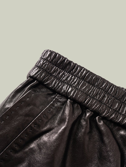  Emerald oil-waxed lambskin shorts