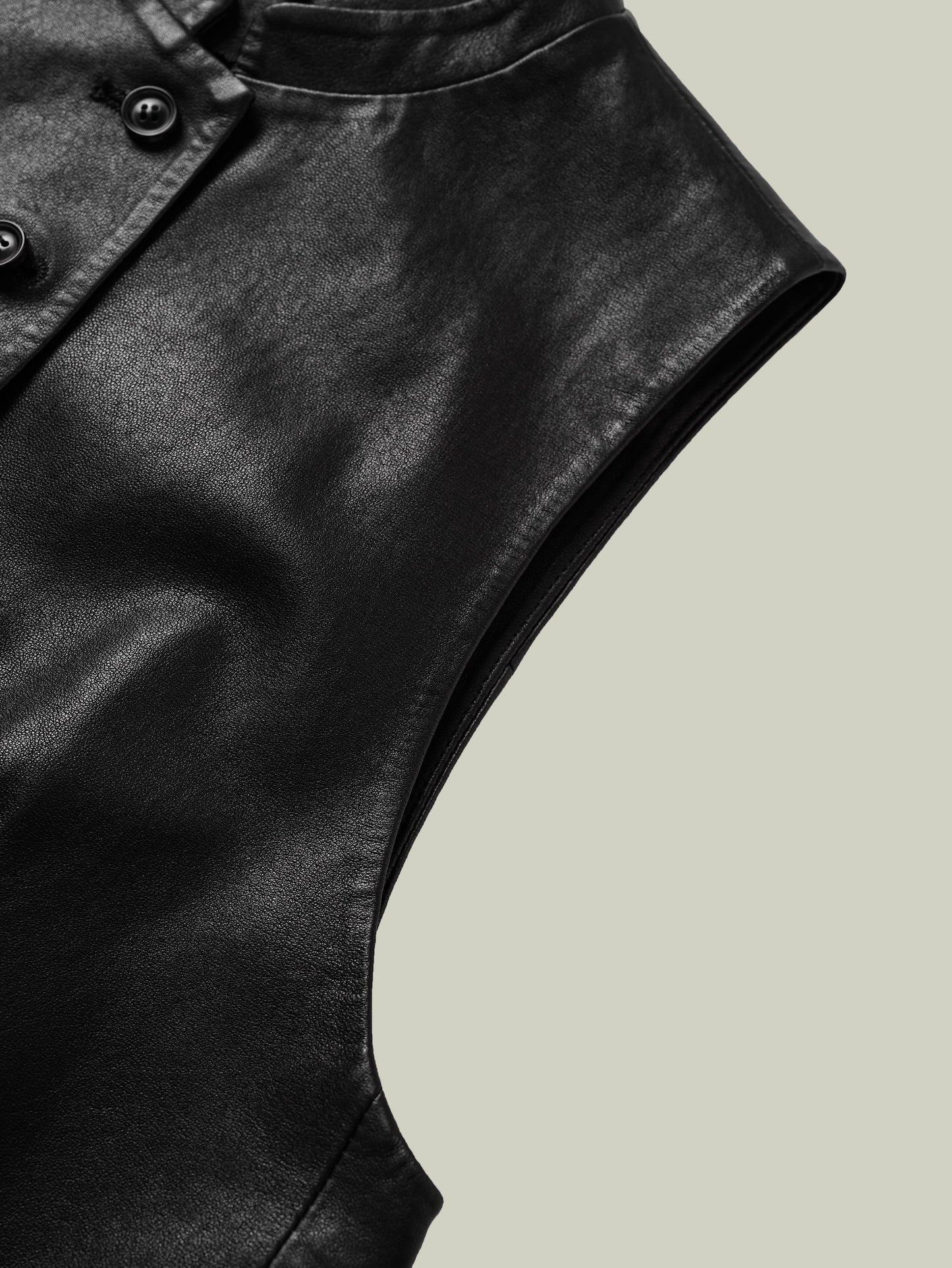 Sheepskin mandarin-collar vest