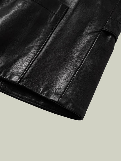 Sheepskin mandarin-collar vest
