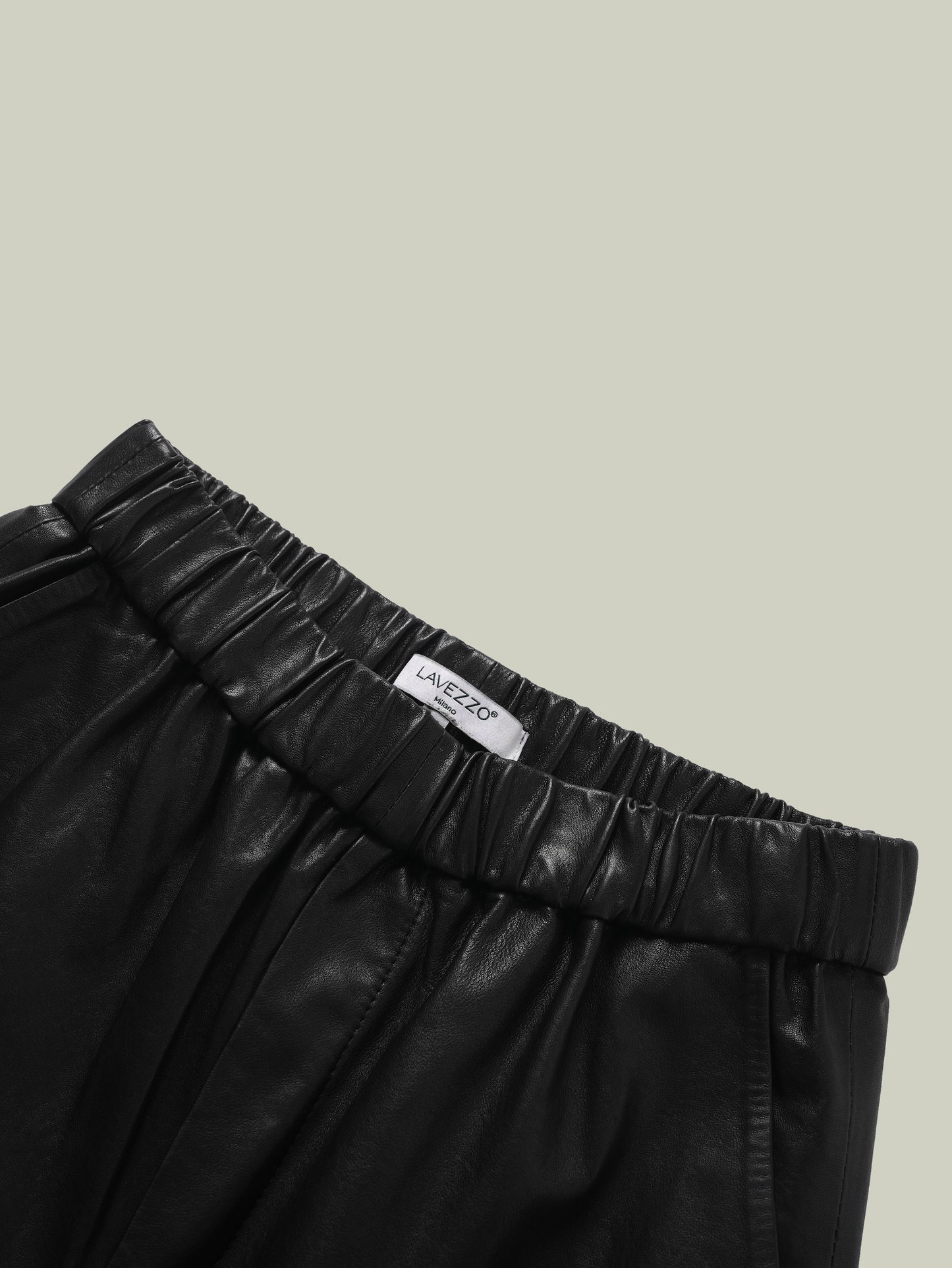 Washed vegetable-tanned leather balloon pants