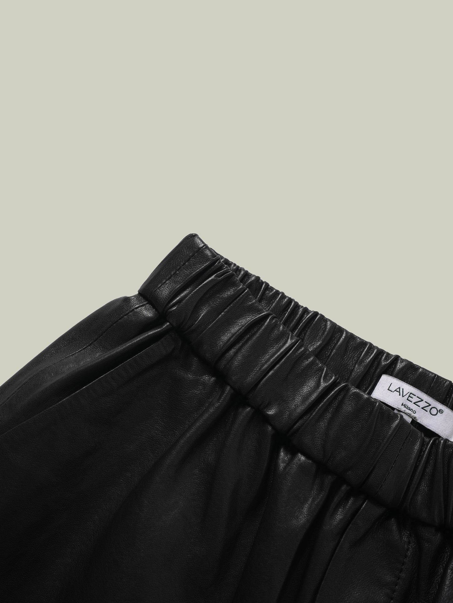 Washed vegetable-tanned leather balloon pants
