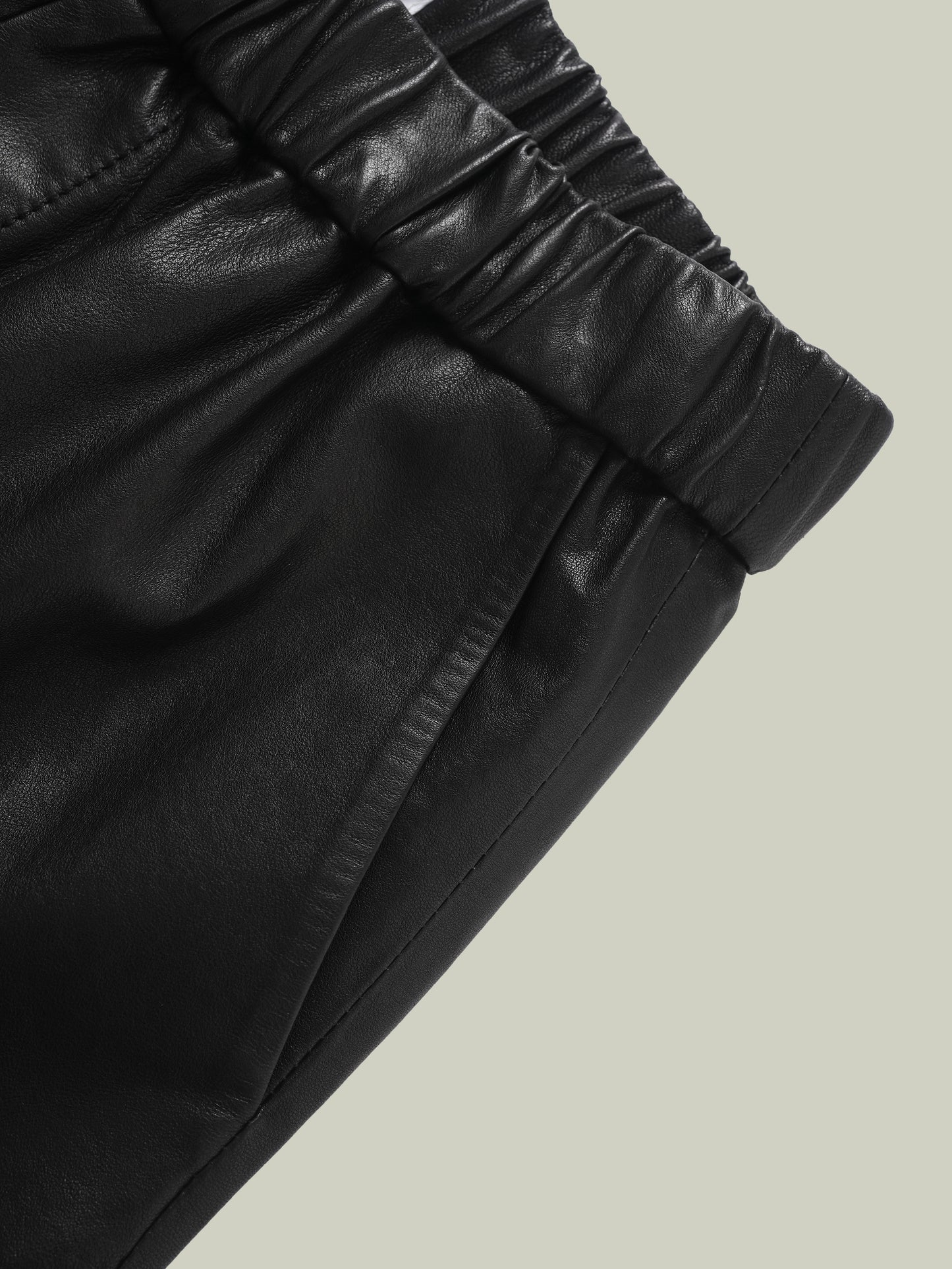 Washed vegetable-tanned leather balloon pants