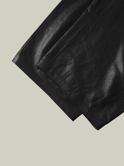 Washed vegetable-tanned leather balloon pants