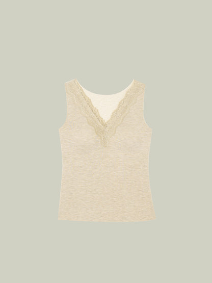 Canottiera termica in pizzo v-neck