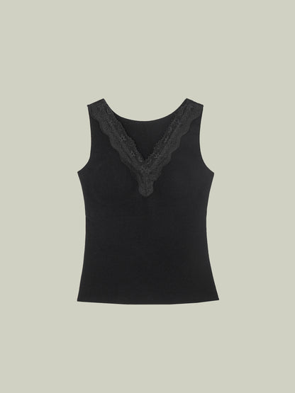 Canottiera termica in pizzo v-neck
