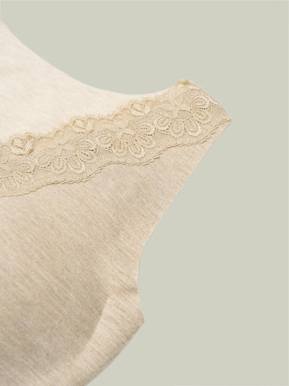 Canottiera termica in pizzo v-neck