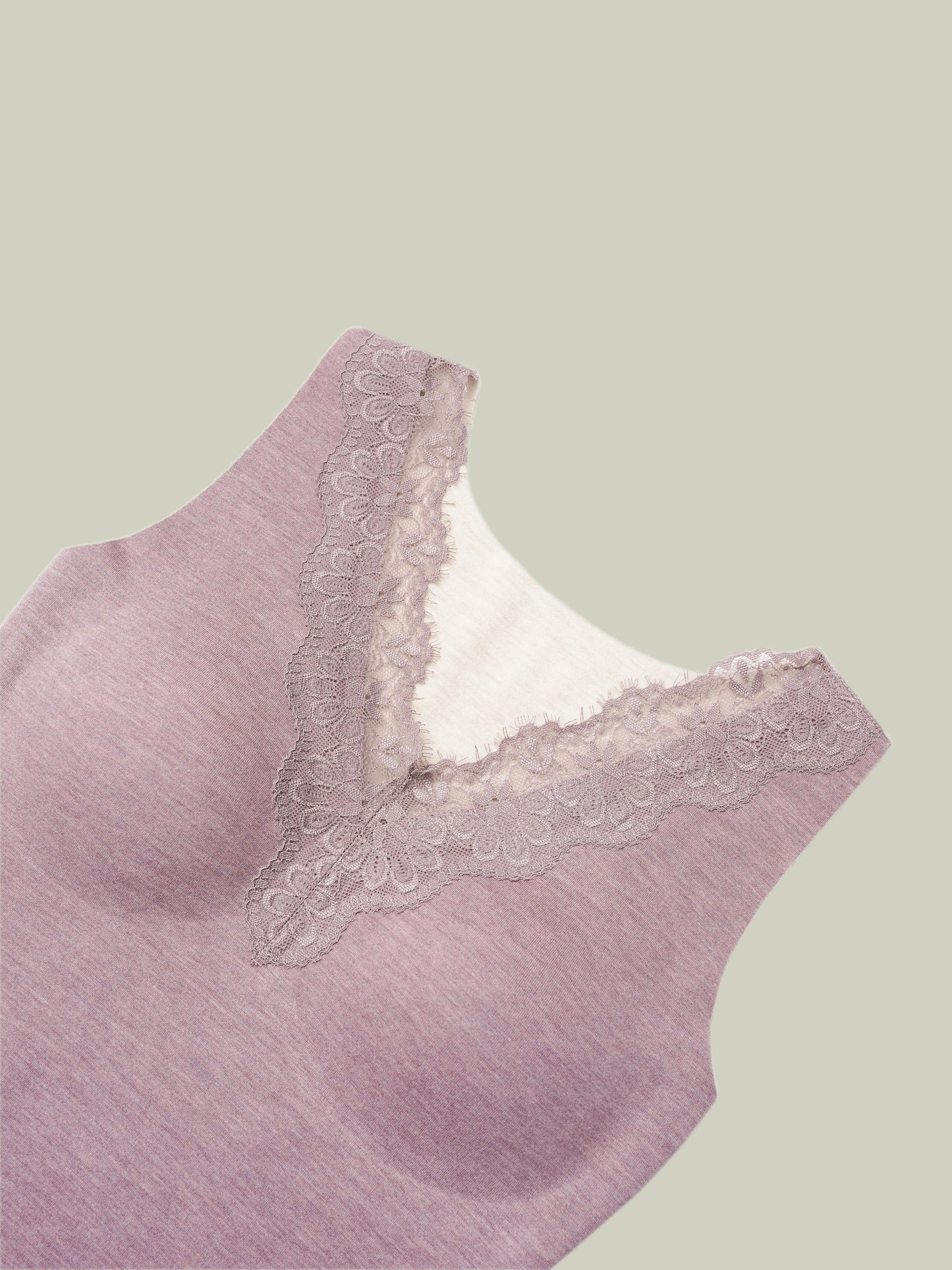 Canottiera termica in pizzo v-neck