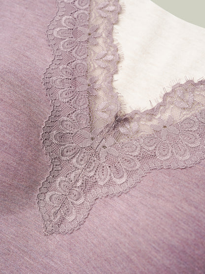 Canottiera termica in pizzo v-neck