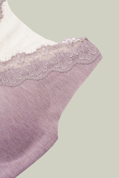 Canottiera termica in pizzo v-neck