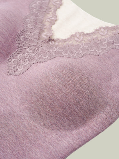 Canottiera termica in pizzo v-neck