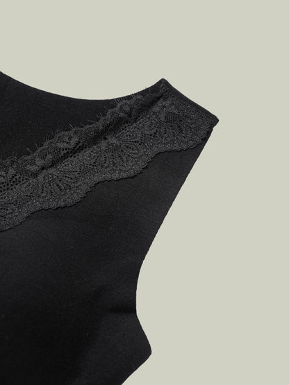 Canottiera termica in pizzo v-neck