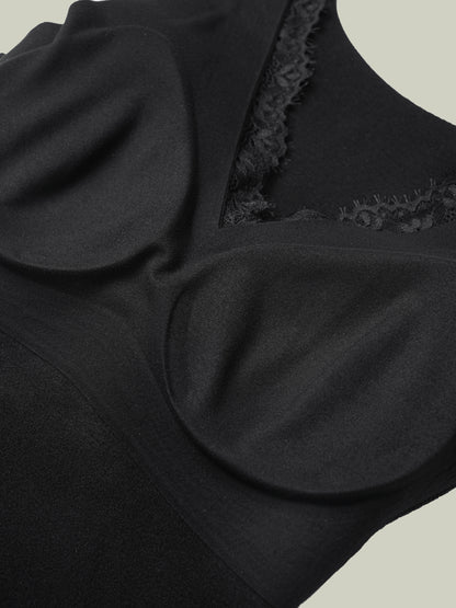 Canottiera termica in pizzo v-neck