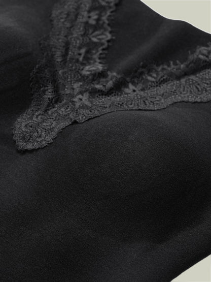 Canottiera termica in pizzo v-neck