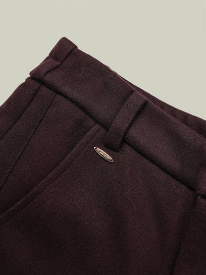Wool blend warm straight pants