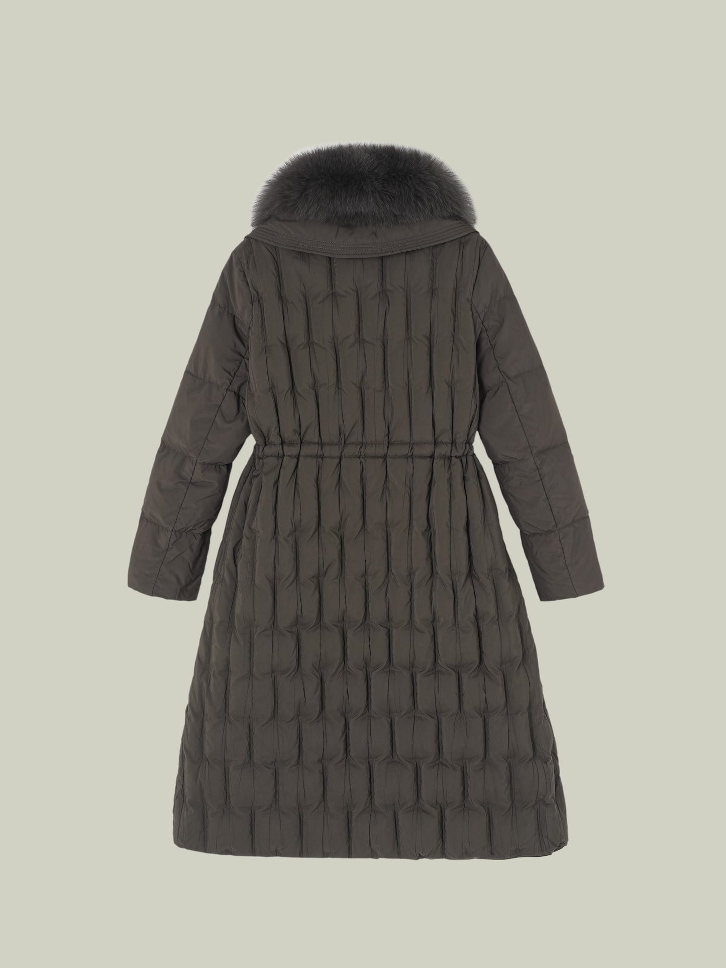  Long down coat with fox fur collar