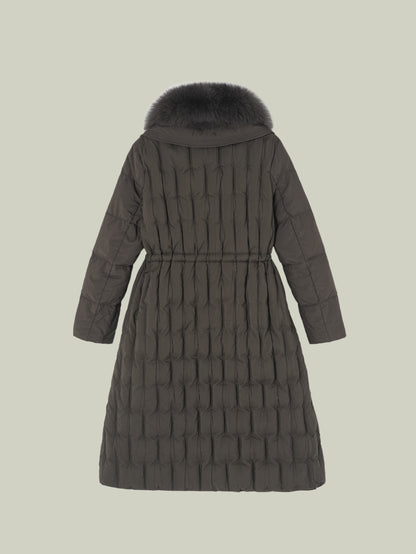  Long down coat with fox fur collar