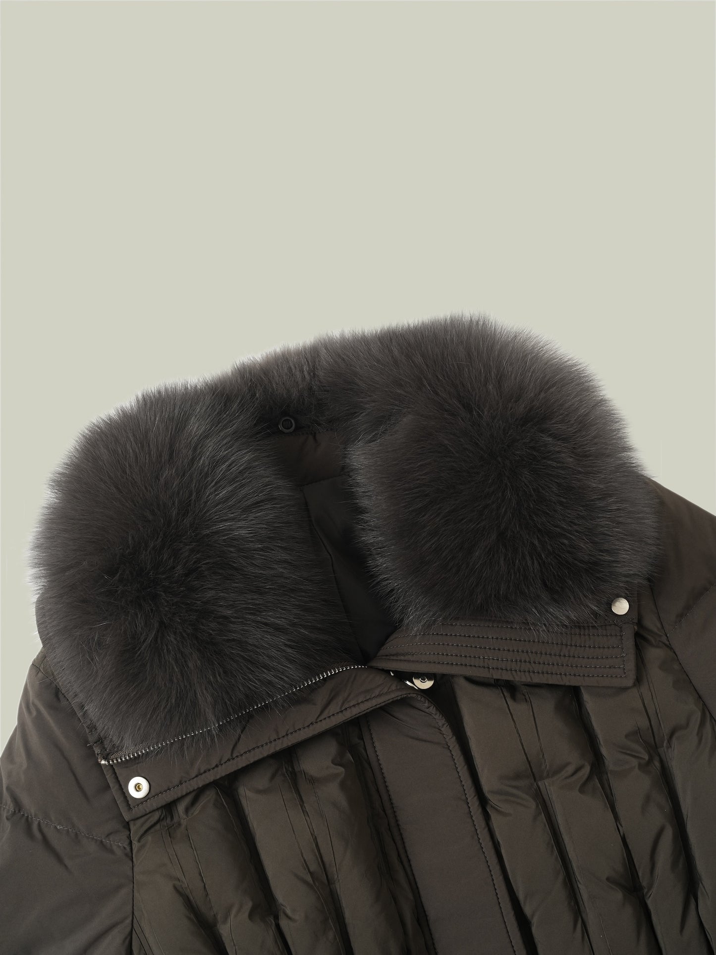  Long down coat with fox fur collar