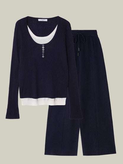 Pantalone - Completo pantalone e maglia finto doppio in lana