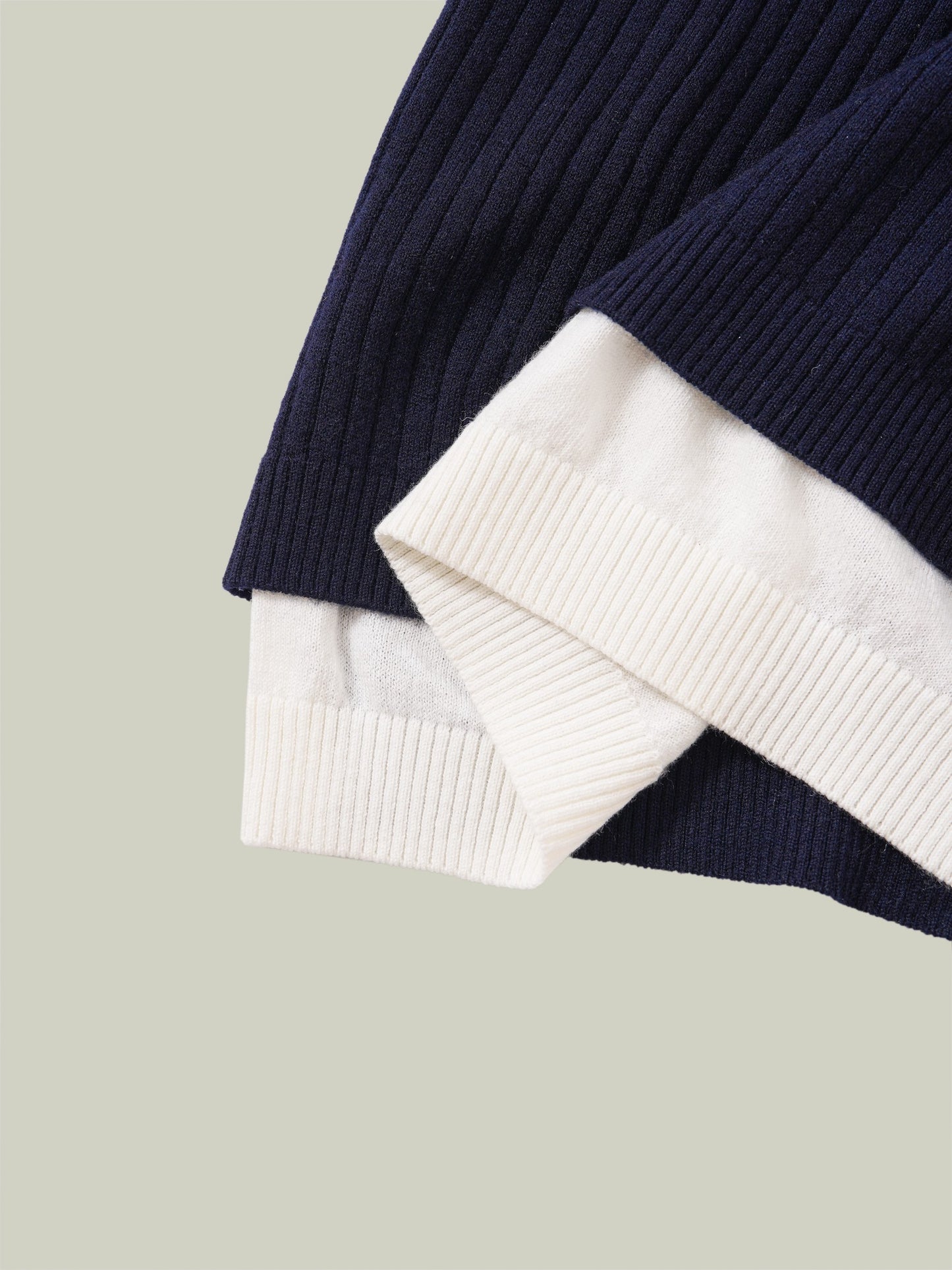 Wool set with faux two-piece layered top