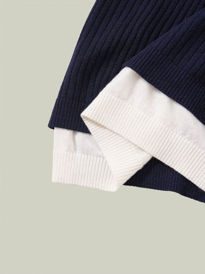 Wool set with faux two-piece layered top